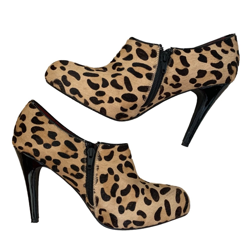 Town Shoes 8B leather leopard print glam girlhood party cocktail stiletto